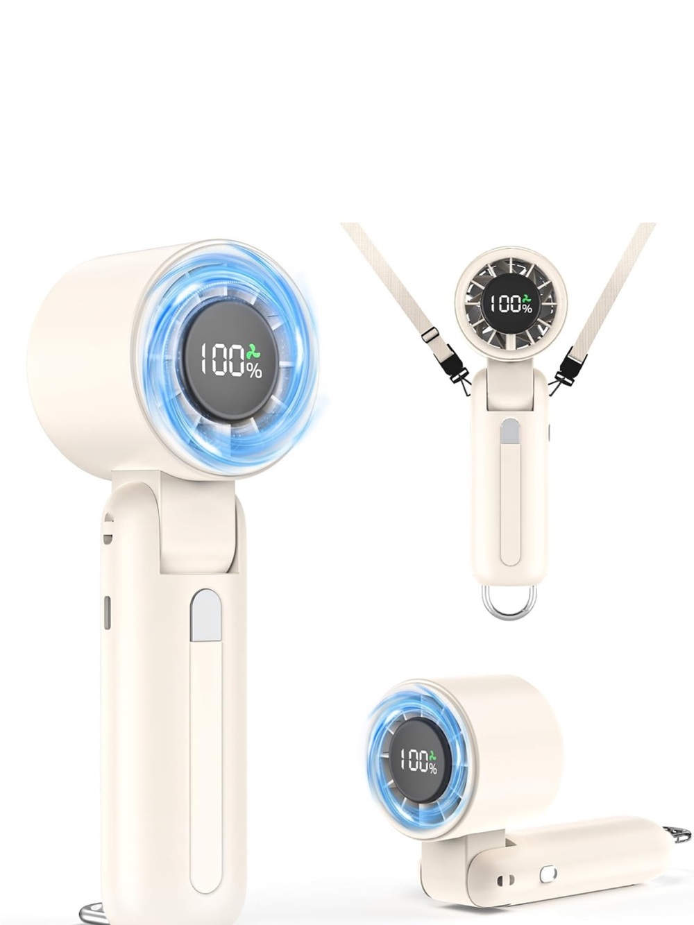 4 in 1 Turbo Handheld Fan - 100-Speed Adjustable, 160° Flexible Head, 5000mAh Ba
